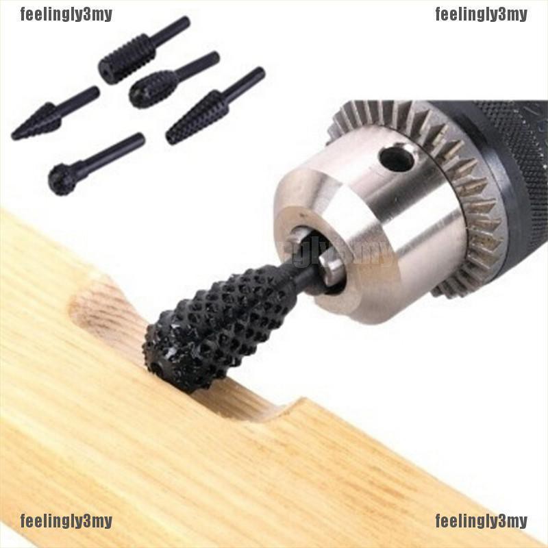 ❤Ada❤ Set 5 mũi khoan gỗ bằng thép màu đen 1/4'' 6mm