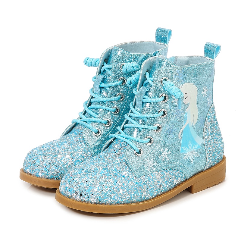 Giày bốt martin đính kim tuyến kiểu công chúa Elsa xinh xắn cho bé gái