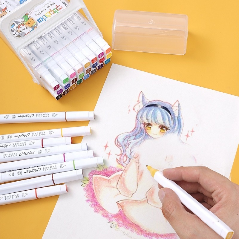 Bộ 12 / 18 /24 cây bút màu nước Ruixiang hai đầu mềm dùng cho đánh dấu / vẽ truyện tranh / graffiti / ghi chép nhật ký