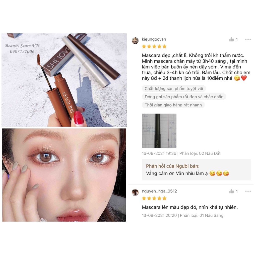 [FREESHIP💋] Mascara Chuốt Lông Mày Dupe Merzy Màu Nâu Không Trôi Cao Cấp