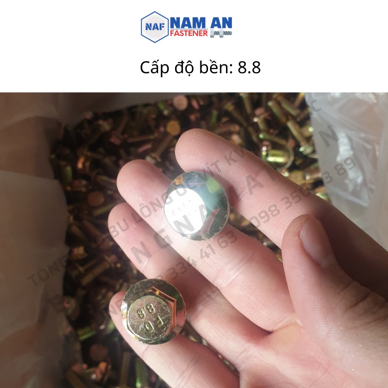 50 con Bu lông liền long đen phẳng M5, M6 mạ vàng, cấp bền 8.8, bulong liền phẳng chiều dài: 10, 12, 16, 25, 40 mm