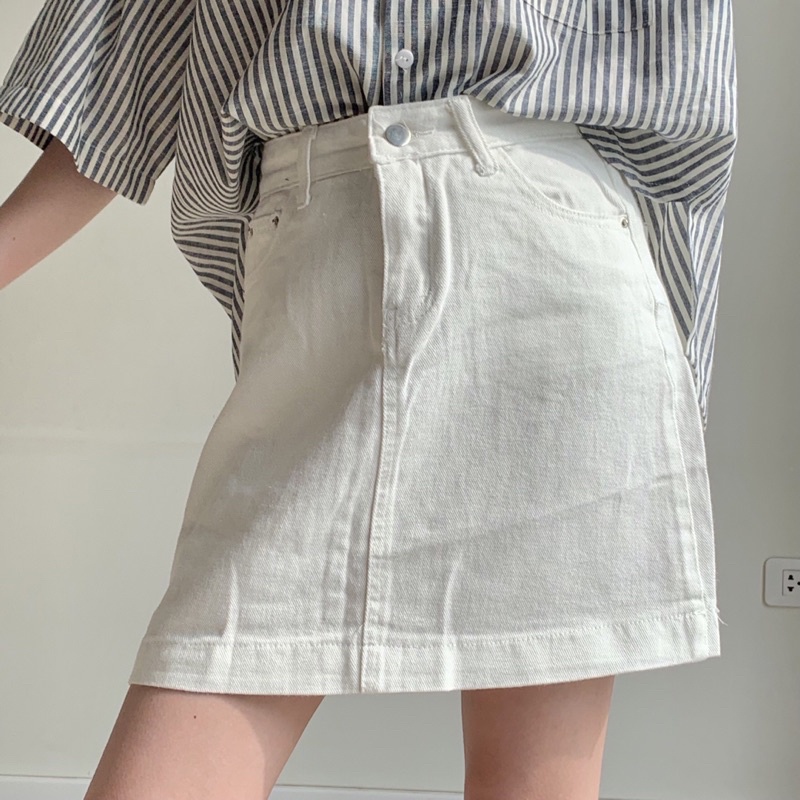 Chân váy jeans nữ dáng chữ A cạp cao hack dáng LOLLIE STUDIO SK129