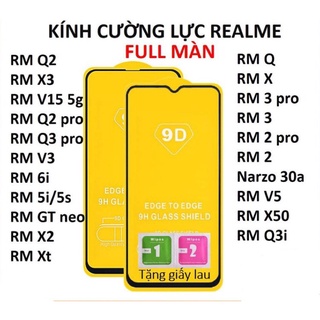 Kính cường lực Realme 9D FULL màn hình Q2/X3/V15/V3/6i/5i/5s/Gt neo/X2/Xt/Q/X/3 pro/2 pro/Narzo 30a/V5/X50/Q3i/Q3 pro