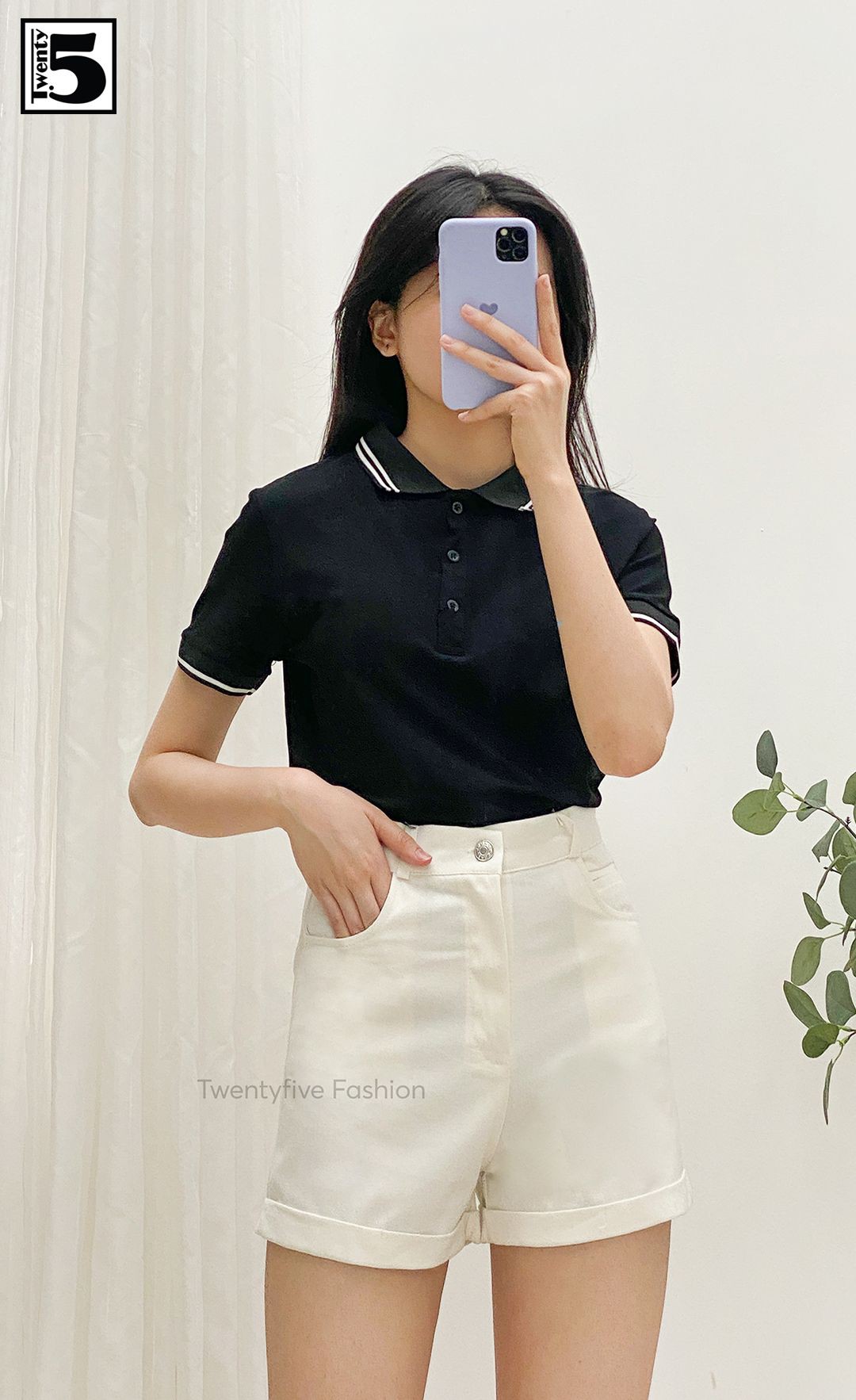 Áo thun polo nữ ôm viền cổ Twentyfive 3740