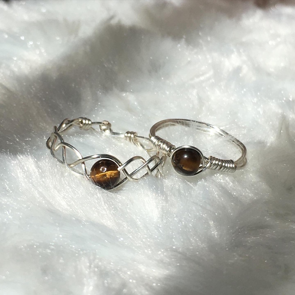 Nhẫn đá Mắt Hổ tự nhiên phong thủy-handmade, thanh tẩy, thiền định