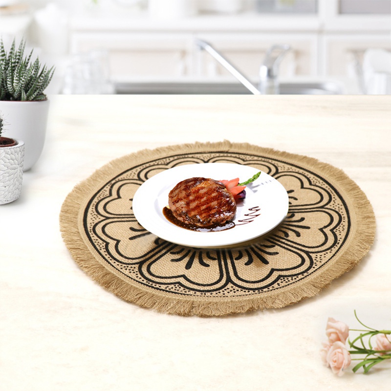 Tấm Lót Bàn Ăn Cách Nhiệt Dệt Tay Phong Cách Cổ Điển