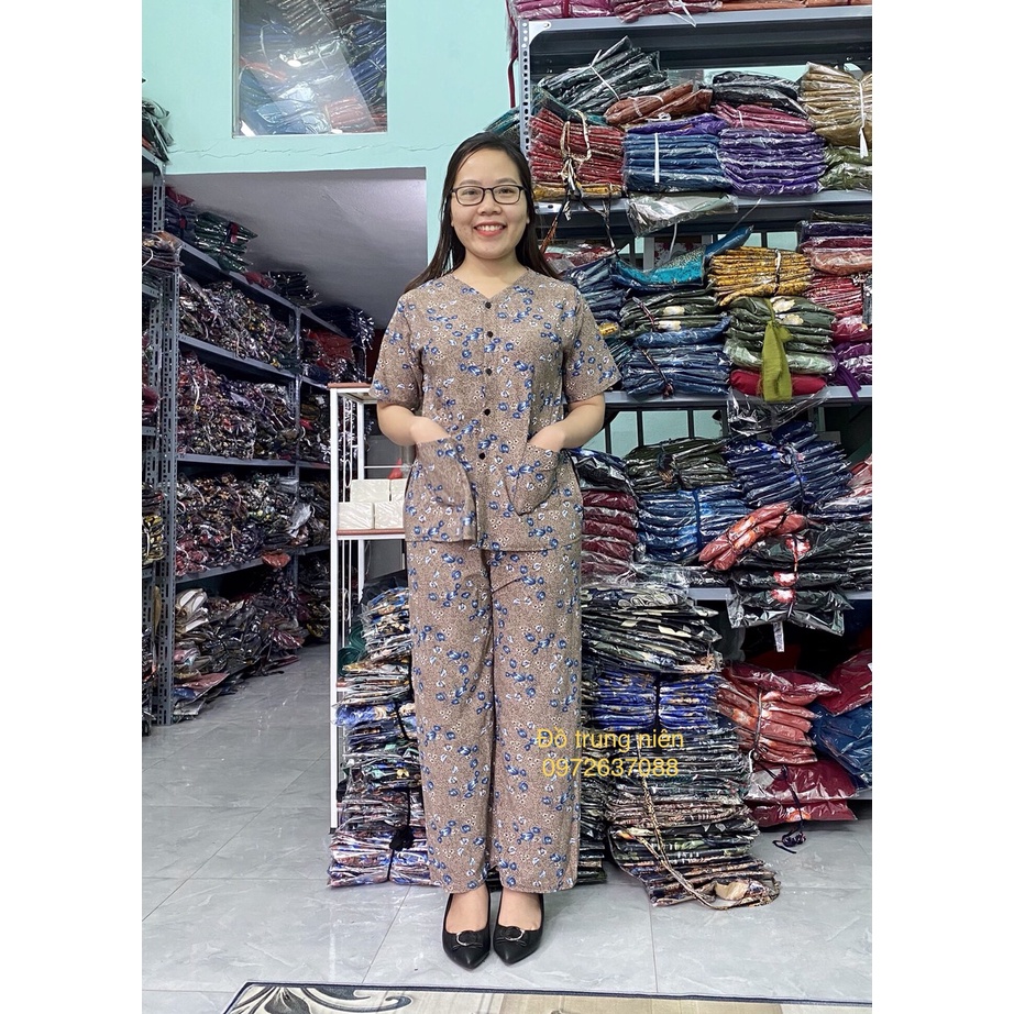 Đồ Bộ Áo Bà Ba Dành Cho Người già Chất Thun Lạnh Cộc Tay