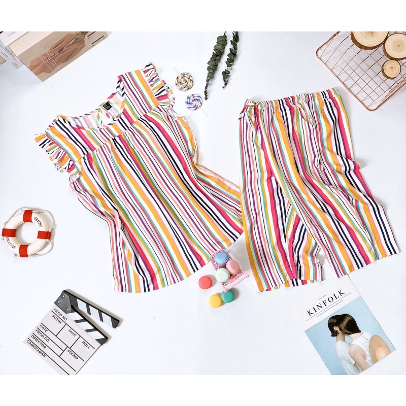 Bộ đồ tole áo tay cánh tiên quần lửng F21 VNXK