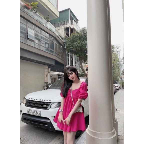 Đầm babydoll cổ vuông mini bigsize Kim Ngân 50 đến 90kg đầm dự tiệc