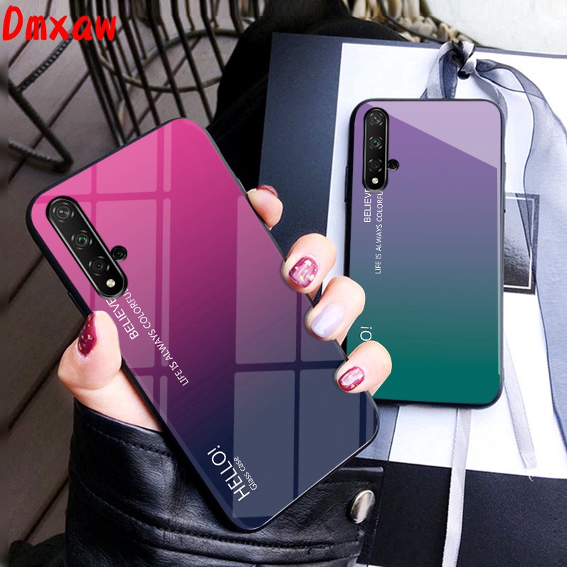 Ốp lưng kính cường lực cứng màu gradient cho Huawei Nova 5T 5 5i 3i 3 3e 4 2i