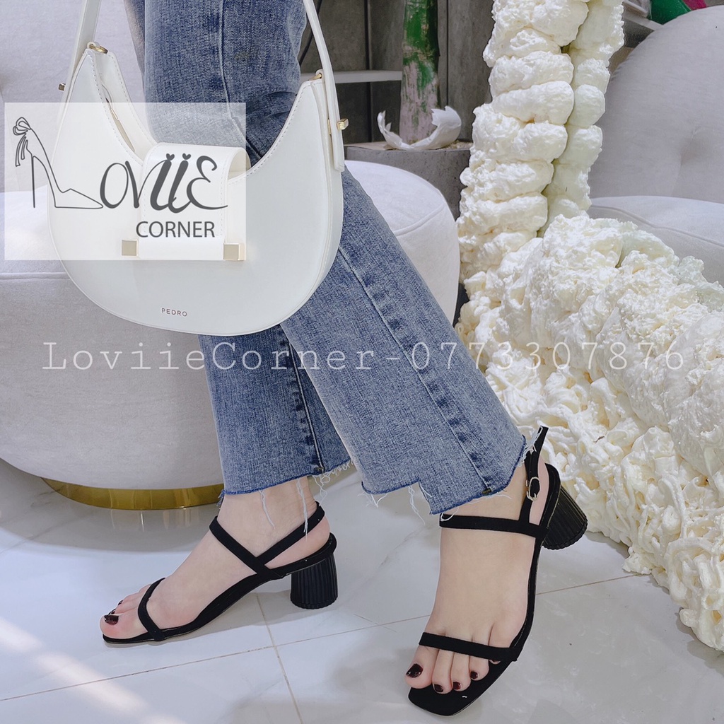 SANDAL CAO GÓT LOVIIECORNER - GUỐC SANDAL THỜI TRANG - SANDAL NỮ XỎ NGÓN - GIÀY CAO GÓT ĐẾ VUÔNG QUAI NGANG MẢNH G190477