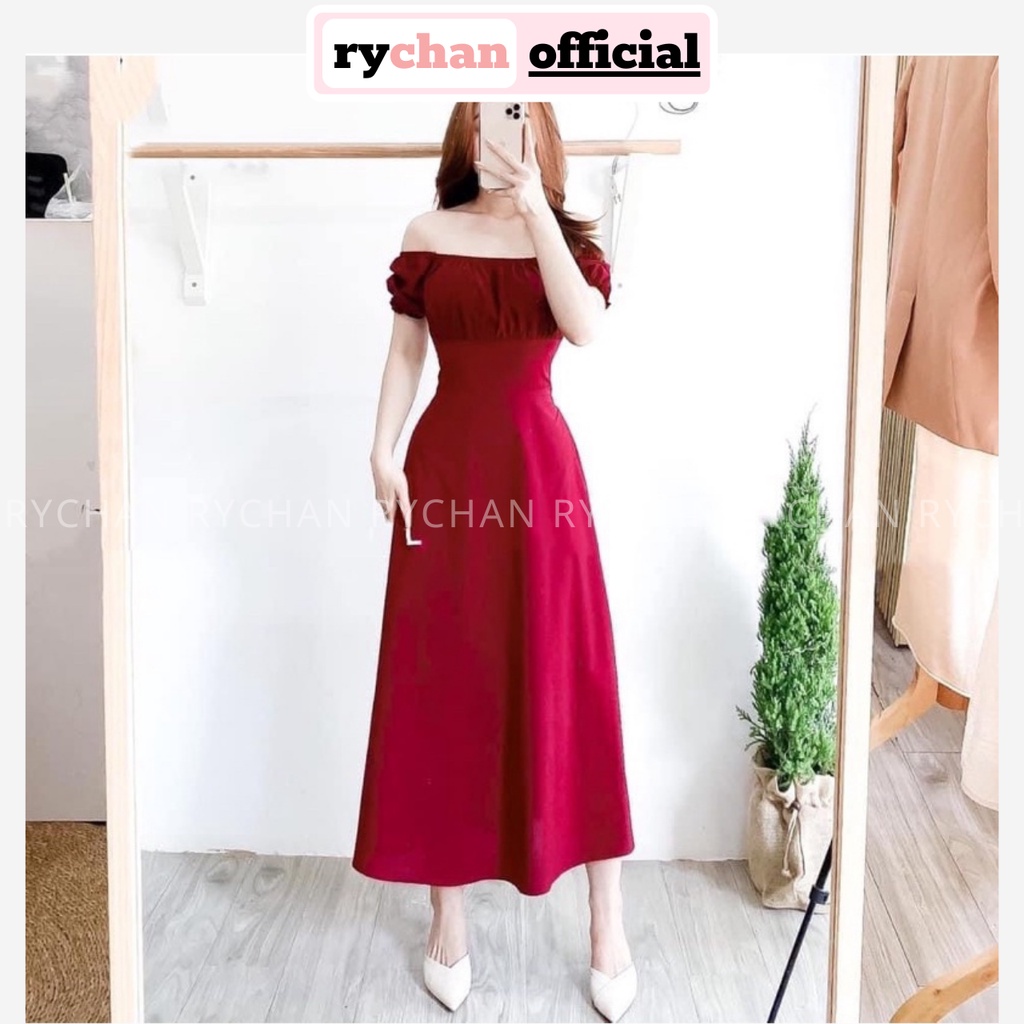 Đầm Nữ Dự Tiệc Cưới Dáng Dài Trễ Vai Nhúng Ngực Bo Eo Tôn Da Tôn Dáng Màu Đỏ [ẢNH THẬT CUỐI] - DX9873