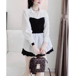 Áo sơ mi tay bo chun pha yếm