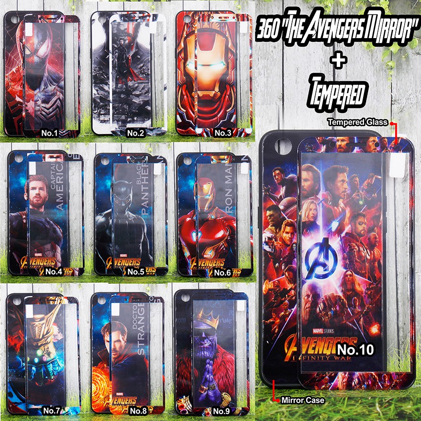 Ốp Điện Thoại Tráng Gương In Hình The Avengers Cho Oppo A83 Redmi 5 Vivo Y69 Iphone 6 + 7G 7 + X Xs 360 "
