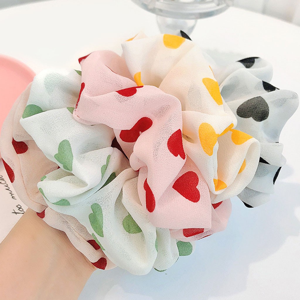 Dây cột tóc vải Scrunchies Trái tim CT38