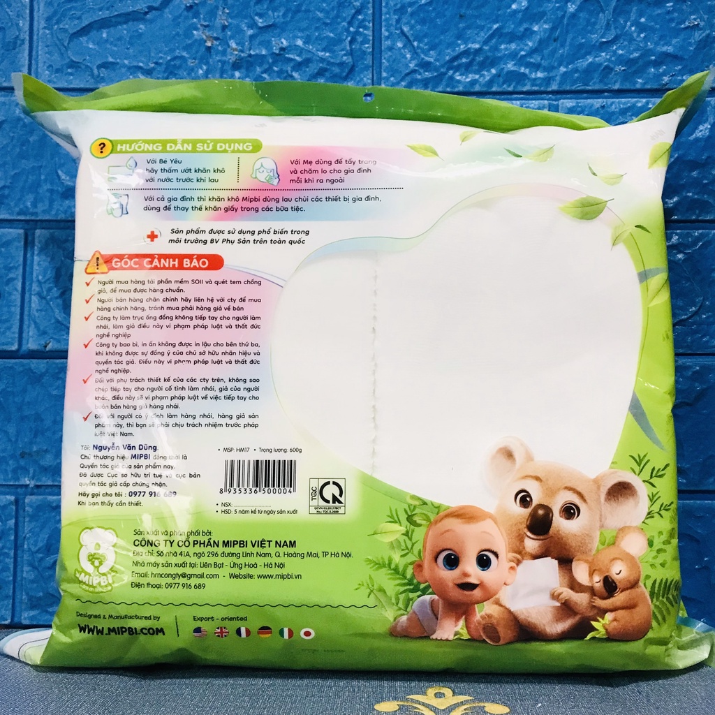Khăn khô đa năng MIPBI Dùng Đẻ Vệ Sinh Da Cho Bé 600g
