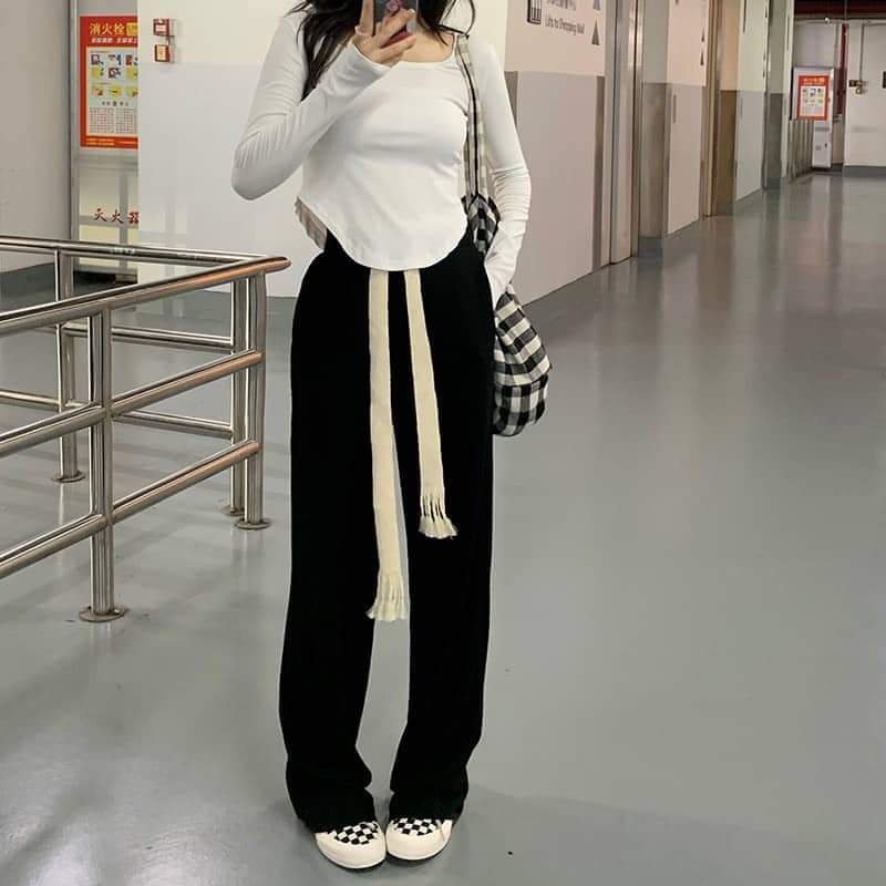 Quần Suông Dây Bản To 2 Màu PEONYB Nữ [FREESHIP]  Culottes ống rộng dáng dài kiểu đường phố 3158 hàn quốc