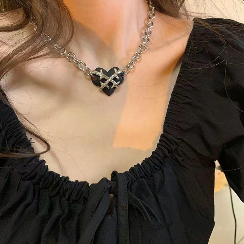 AROMA Vòng Cổ Choker Mặt Trái Tim Phong Cách Hàn Quốc Thời Trang Cho Nữ