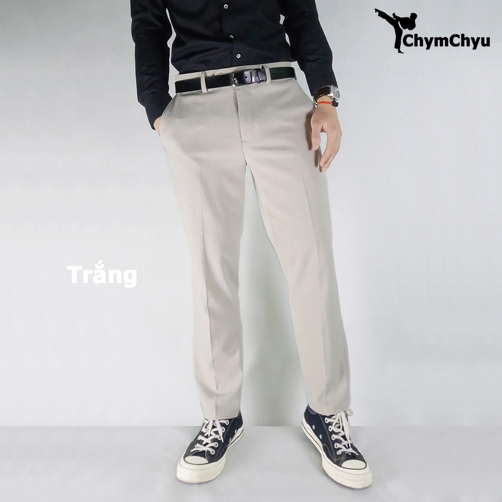 Quần Âu Nam ChymChyu - Vải Poly Cotton Cao Cấp Dáng Vừa (Màu Đen, Trắng, Nâu, Ghi, Bạc, Xanh) | BigBuy360 - bigbuy360.vn