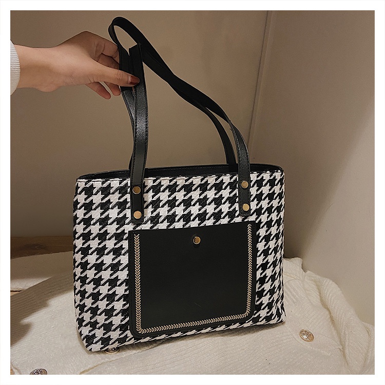 Túi xách nữ công sở đẹp tote da Pu họa tiết kẻ để vừa A4 kẹp nách đeo vai đi học đi chơi thời trang cao cấp giá rẻ T22