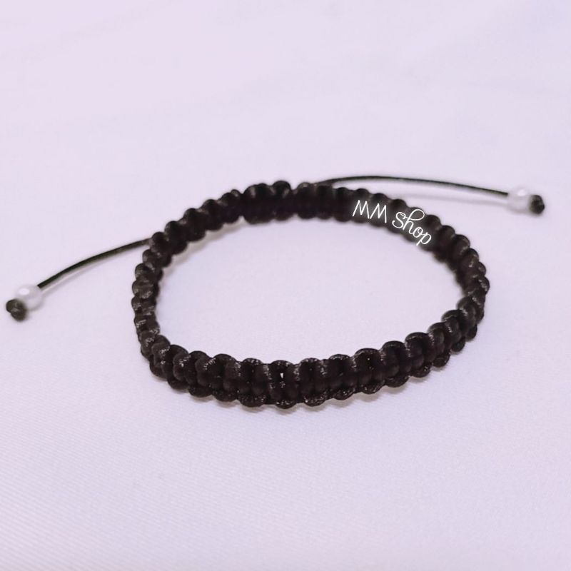 Vòng tay nam nữ đan dây dù đen và đỏ có thể điều chỉnh