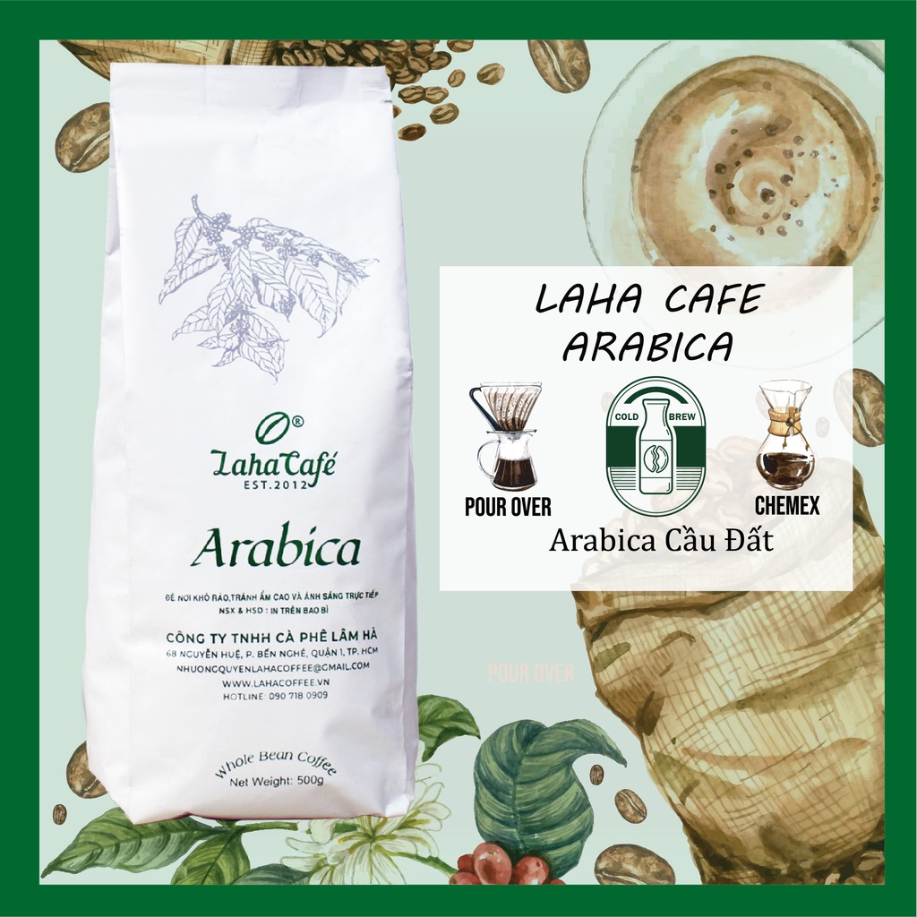 Cà phê hạt Arabica Cầu Đất (500gr) - Laha Café - Cà phê rang xay nguyên chất, rang mộc