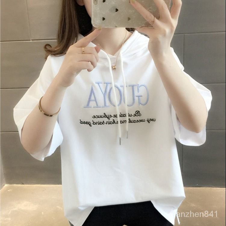 Áo Hoodie Tay Ngắn Vải Cotton Mỏng Thời Trang Trẻ Trung Cho Nữ