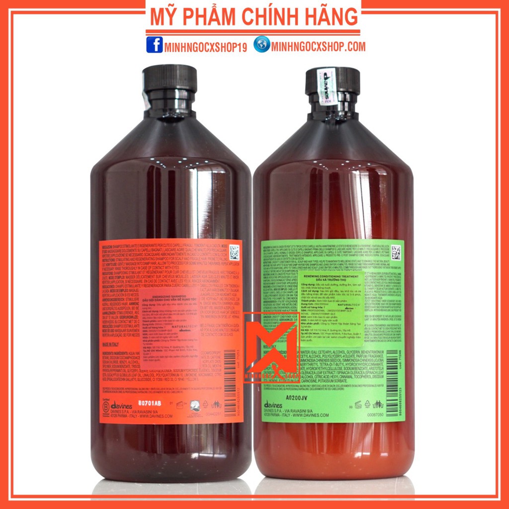 Dầu gội chống rụng và dầu xả trường thọ DAVINES 1000ml chính hãng