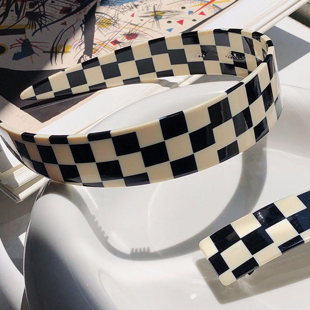 Kẹp Tóc Hình Chữ Nhật Họa Tiết Caro Phong Cách Hàn Quốc Thanh Lịch Cho Nữ