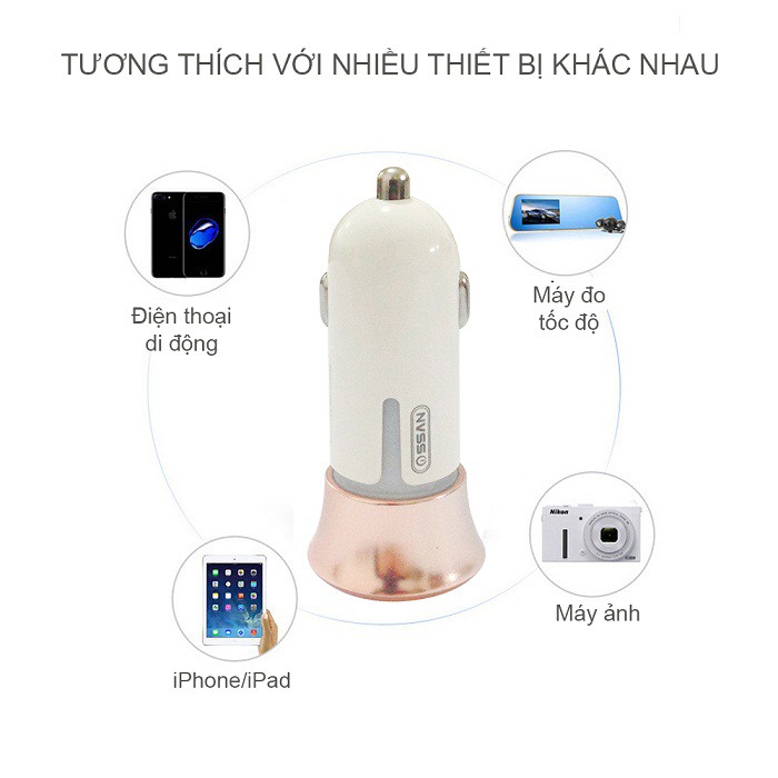 Củ sạc ô tô tẩu sạc ô tô chính hãng Ossan OS-CA01 gồm 1 tẩu sạc, 1 dây sạc micro usb