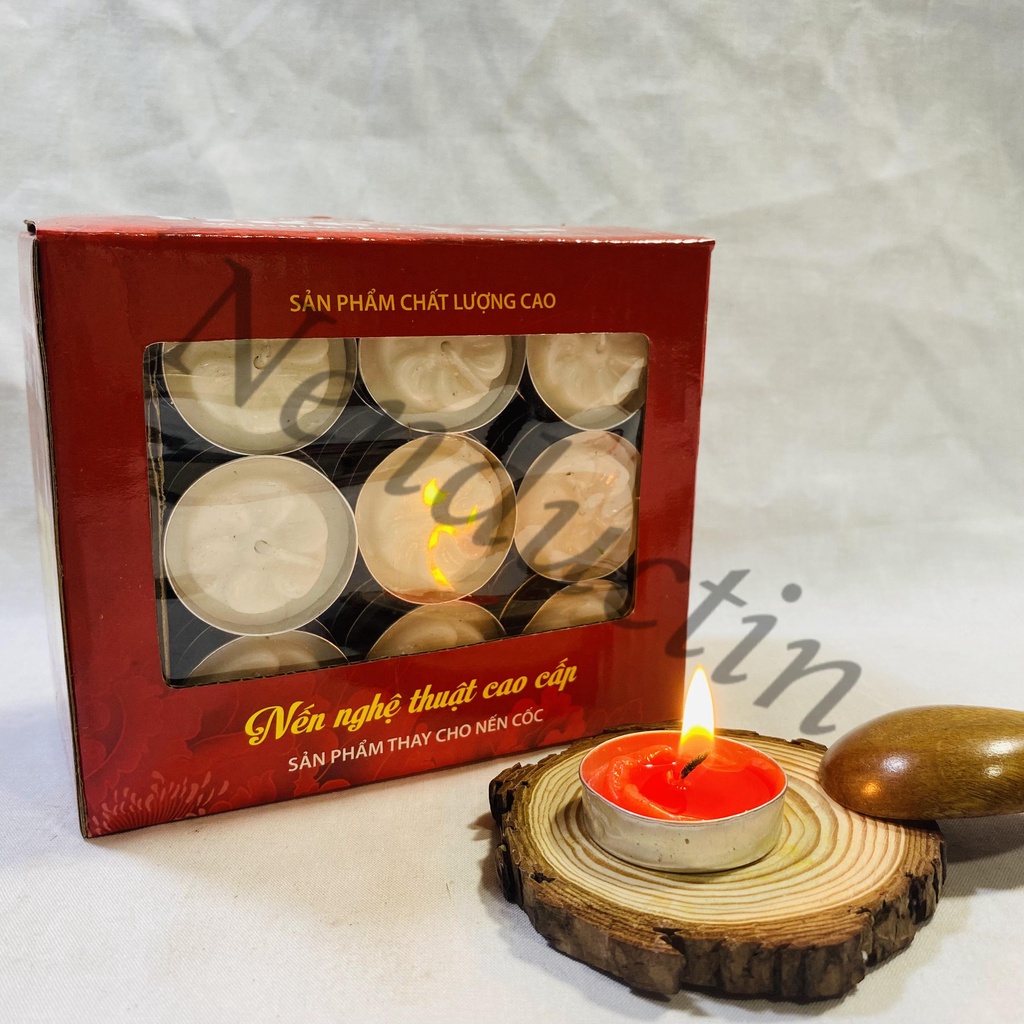 50 viên nến Tealight cao cấp Đức Tín cháy 1,5 đến 2h không khói không mùi an toàn cho người sử dụng