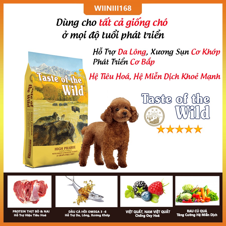Thức Ăn Cho Chó Poodle Taste Of The Wild Bao 500g - High Praire Bò Rừng & Nai Nướng, Trái Cây Rau Củ Quả