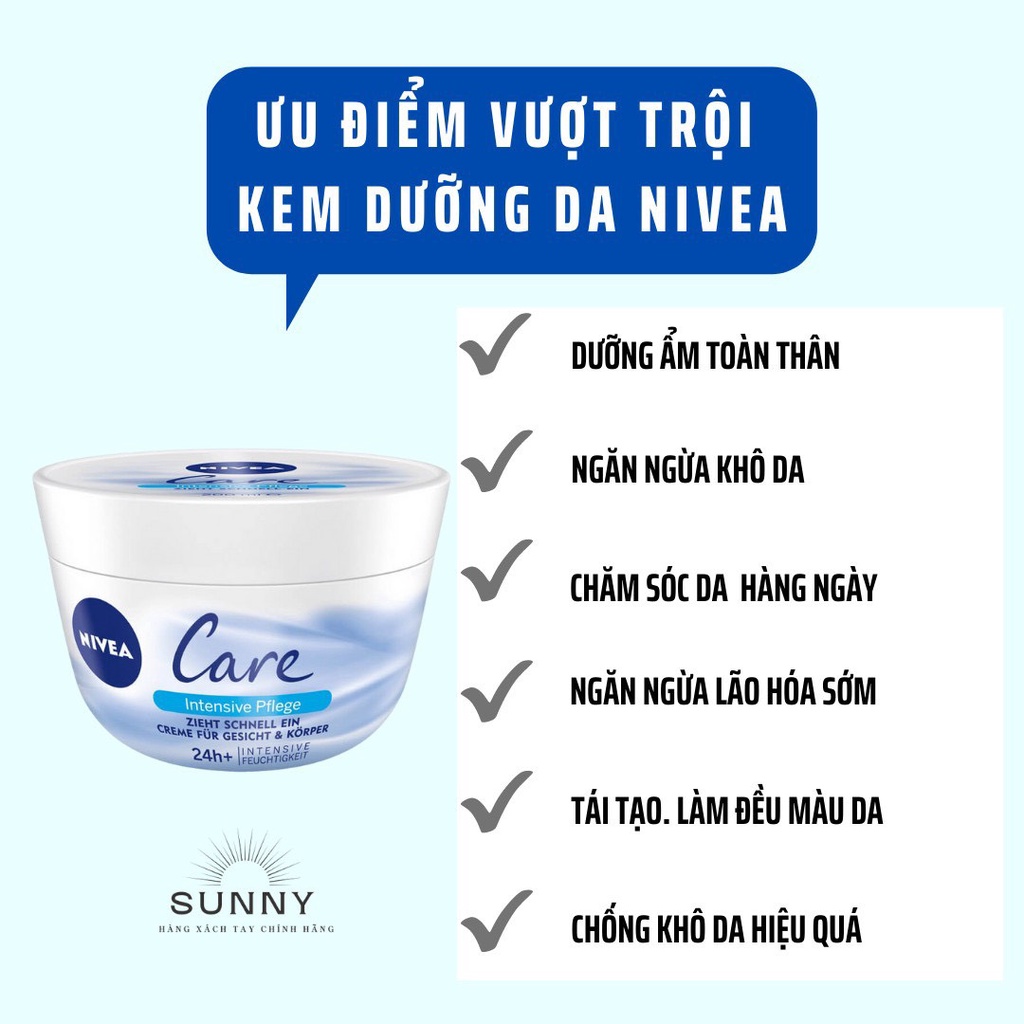 Kem dưỡng da Nivea Care 200ml chống nẻ cho mặt và toàn thân