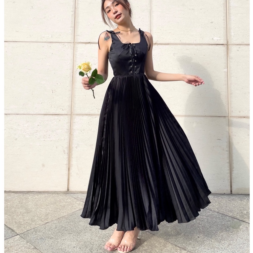 Chantel dress phần áo corset nút oze phía trước, chân váy dập ly-CHITS | BigBuy360 - bigbuy360.vn