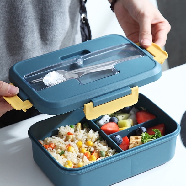 &lt;Video Review&gt; Hộp Đựng Cơm 3 Ngăn Hộp Cơm Giữ Nhiệt Ăn Trưa Văn Phòng Cà Mèn Tặng Thìa Đũa Sử Dụng Lò Vi Sóng U042