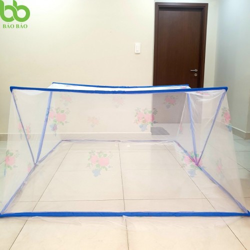 MÀN GẤP GỌN 1.6x2m hoặc 1,8x2m CHẤT LIỆU VẢI COTTON THOÁNG MÁT, MẮT LƯỚI 3D NHỎ CHỐNG MUỖI VÀ CÔN TRÙNG