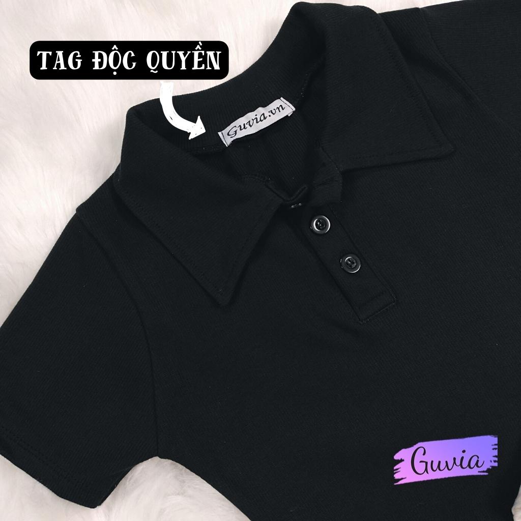 Váy Body Cổ Polo Xẻ Trước Chất Thun Gân Tăm, Đầm Ôm Sexy GUVIA