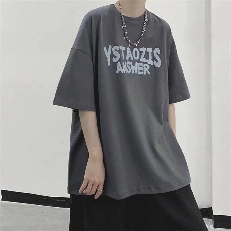 Áo Thun Tay Ngắn Dáng Rộng In Chữ Phong Cách Hip Hop Nhật Bản Thời Trang Cho Nam Và Nữ Size M-8XL