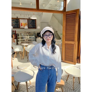 Áo sơ mi nữ trắng form thường oversize [STORY] A2106 (ảnh thật)