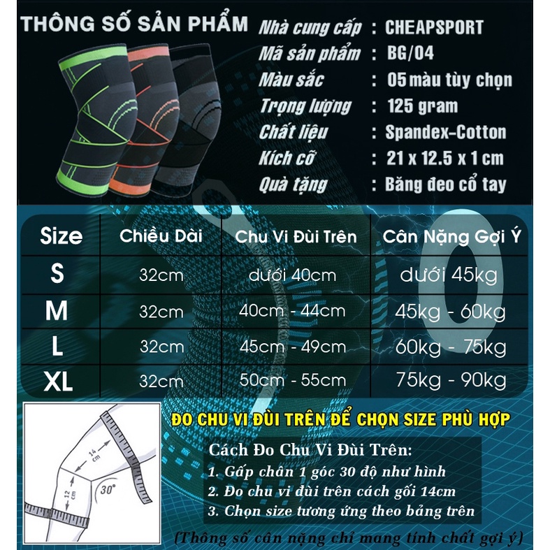 Xỏ Gối Bảo Vệ Khớp Gối BG/04 Khi Chơi Thể Thao Bó Gối Tích Hợp Dây Đai Trợ Lực Dùng Cho Bóng Đá Bóng Rổ Tập Gym Cầu Lông