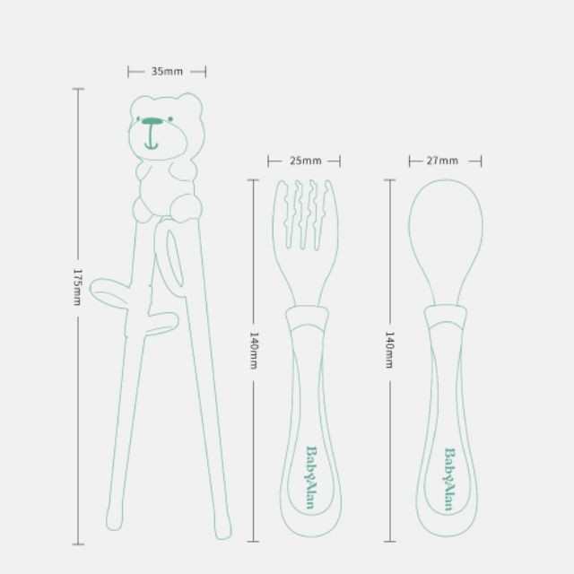 Set Dĩa Thìa Đũa inox Hàn Quốc  Cao Cấp , ăn Dặm cho Bé, giúp Bé dễ cầm Nắm