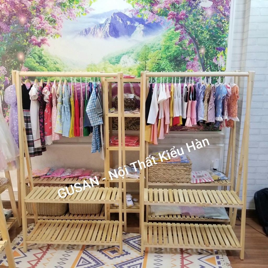 Giá Treo Quần Áo 2 tầng thông minh chữ A size M bằng gỗ GUSAN không gắn tường phù hợp shop thời trang phong cách Hàn Quố | BigBuy360 - bigbuy360.vn