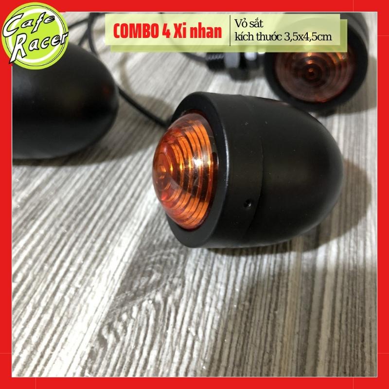 Combo 4 xi nhan CAFE RACER vỏ sắt kích thước 3,5 x4,5cm độ xe Win Gn125 Wolf 67 Cub