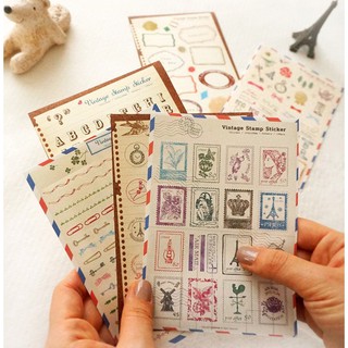 Sticker vintage stamp (bộ 6 tờ)