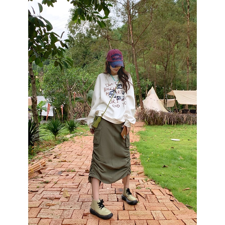 Áo Nỉ Dài Tay Cổ Tròn Dáng Rộng In Chữ Giản Dị Thời Trang Mùa Thu Dành Cho Nữ