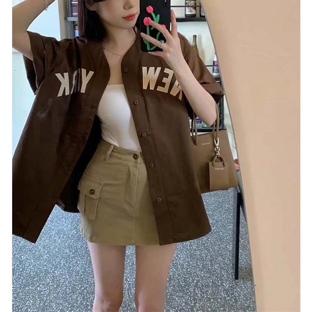 ﹍✥Áo Sơ Mi Tay Ngắn Phong Cách Retro Dành Cho Nữ