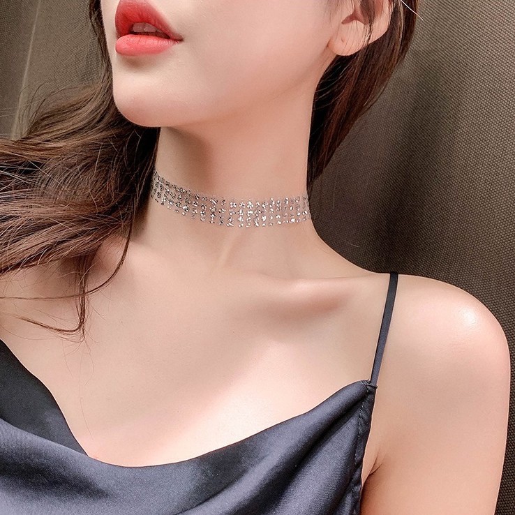 [Sẵn Hàng] Vòng Cổ Choker Đính Kim Sa Lấp Lánh Phong Cách Hàn Quốc Mainia Shop