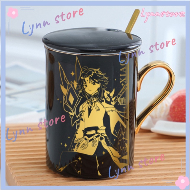 Genshin Impact Mug Vision Xiao Ganyu Hutao Zhongli Gốm cốc Cốc Phim hoạt hình Nước nóng Dập cốc Cà phê Quà tặng hàng ngày