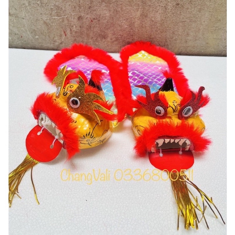 Đầu sư tử nhí kèm đuôi-decor trang trí mâm cỗ Trung Thu