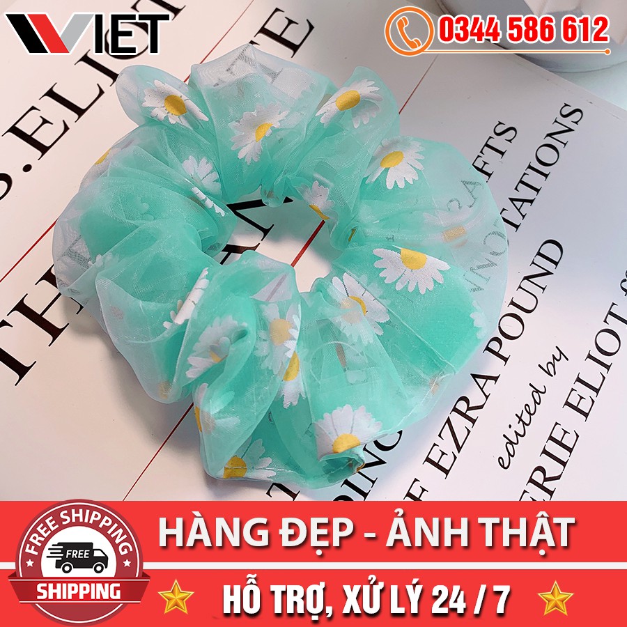 Dây Buộc Tóc Scunchies Vải Hoa Cúc Xuyên Thấu Phong Cách Hàn Quốc Dành Cho Nữ
